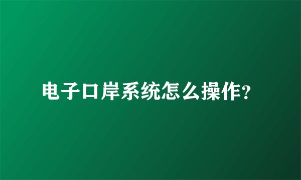 电子口岸系统怎么操作？
