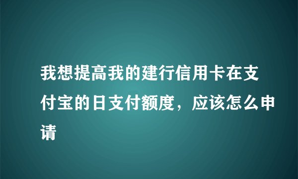 我想提高我的建行信用卡在支付宝的日支付额度，应该怎么申请