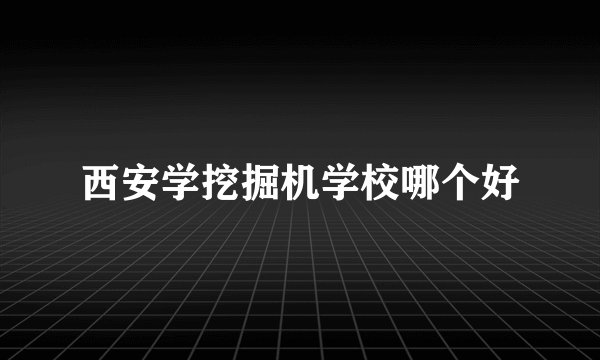 西安学挖掘机学校哪个好