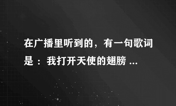 在广播里听到的，有一句歌词是 ：我打开天使的翅膀 想知道是什么歌 是一个女的唱的 很温柔的一首歌