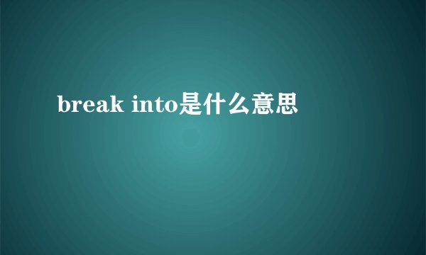 break into是什么意思