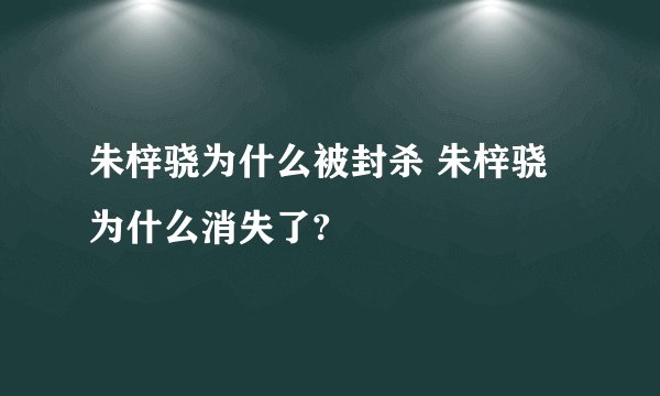朱梓骁为什么被封杀 朱梓骁为什么消失了?