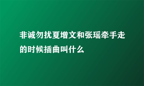 非诚勿扰夏增文和张瑶牵手走的时候插曲叫什么