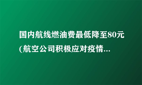 国内航线燃油费最低降至80元(航空公司积极应对疫情，助力航班复航)