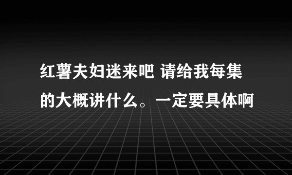 红薯夫妇迷来吧 请给我每集的大概讲什么。一定要具体啊