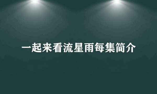 一起来看流星雨每集简介