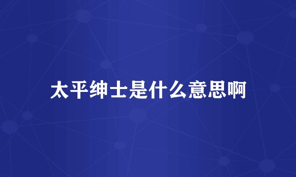 太平绅士是什么意思啊
