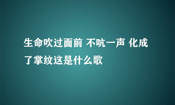 生命吹过面前 不吭一声 化成了掌纹这是什么歌