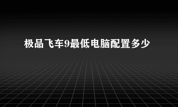 极品飞车9最低电脑配置多少