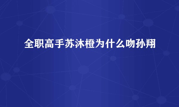 全职高手苏沐橙为什么吻孙翔