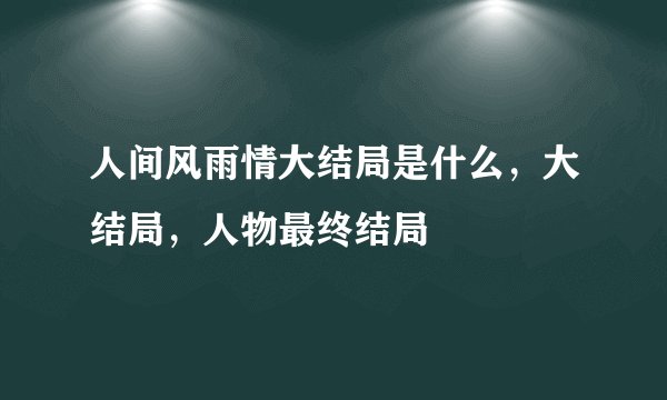 人间风雨情大结局是什么，大结局，人物最终结局