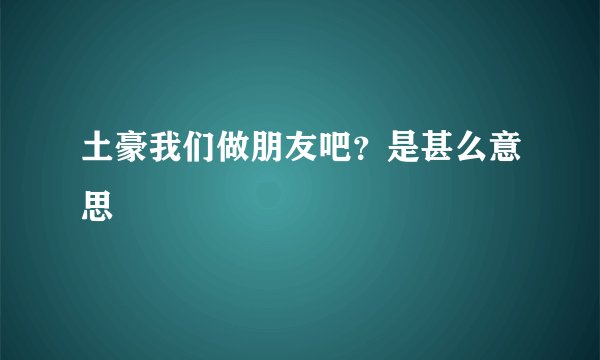 土豪我们做朋友吧？是甚么意思