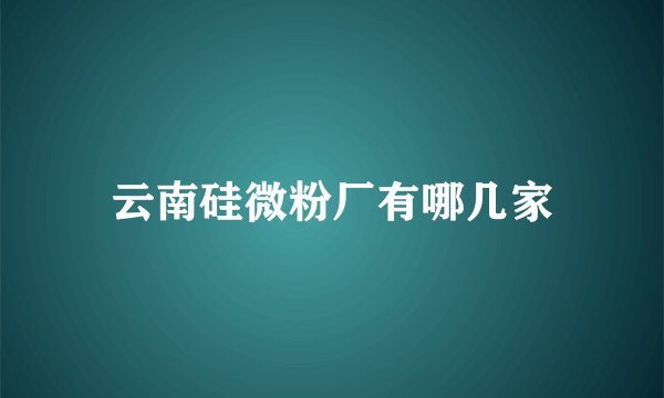 云南硅微粉厂有哪几家