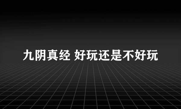 九阴真经 好玩还是不好玩