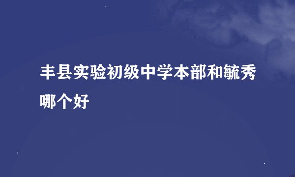 丰县实验初级中学本部和毓秀哪个好