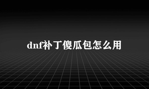 dnf补丁傻瓜包怎么用