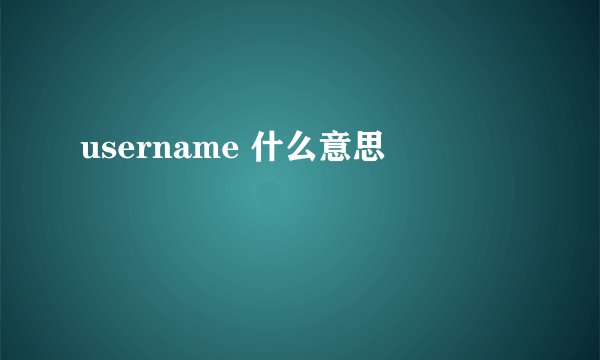 username 什么意思