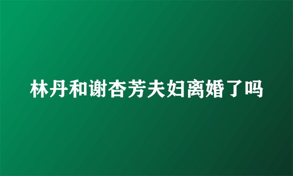 林丹和谢杏芳夫妇离婚了吗
