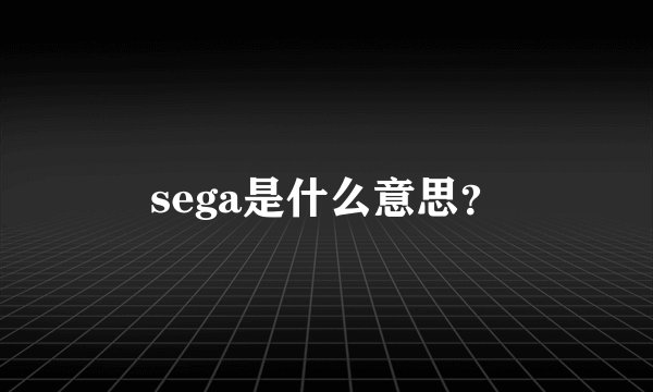 sega是什么意思？