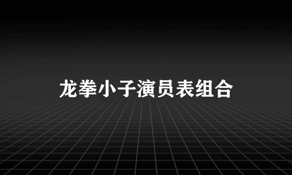 龙拳小子演员表组合