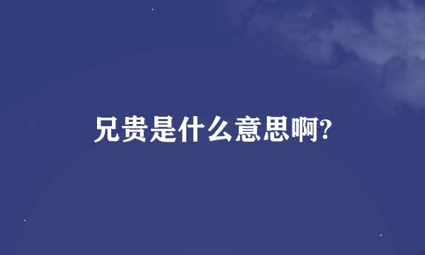 兄贵是什么意思啊?