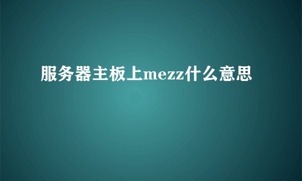 服务器主板上mezz什么意思