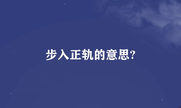 步入正轨的意思?