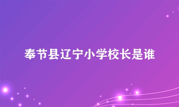 奉节县辽宁小学校长是谁