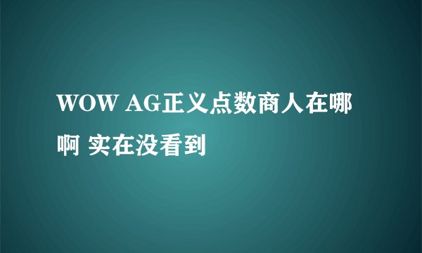 WOW AG正义点数商人在哪啊 实在没看到