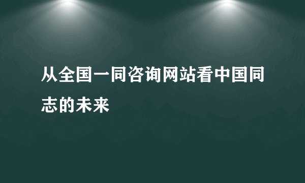 从全国一同咨询网站看中国同志的未来