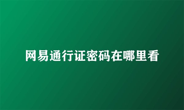 网易通行证密码在哪里看