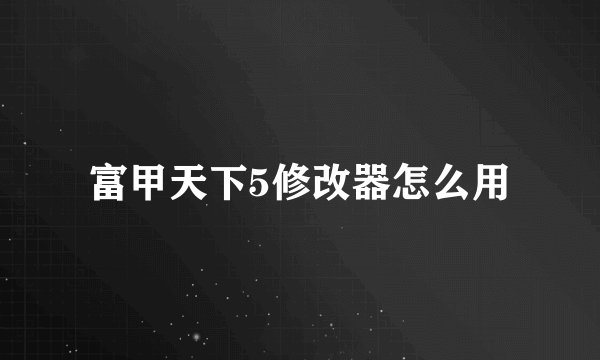 富甲天下5修改器怎么用