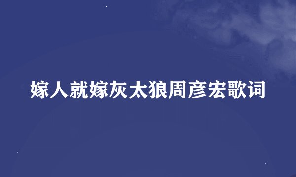 嫁人就嫁灰太狼周彦宏歌词