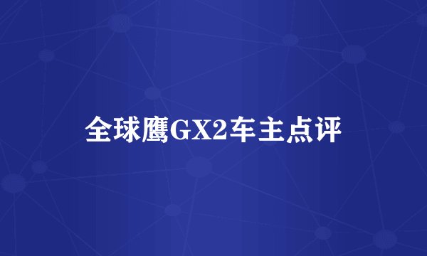 全球鹰GX2车主点评