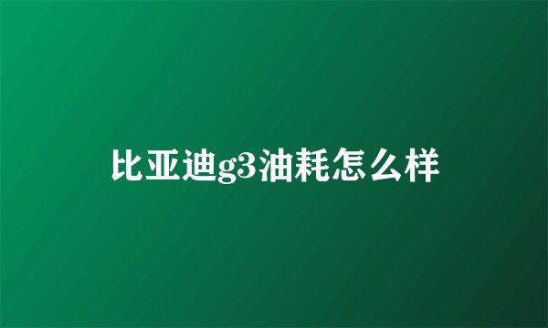 比亚迪g3油耗怎么样