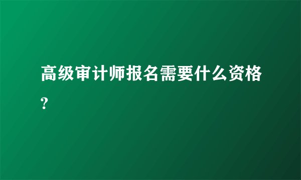 高级审计师报名需要什么资格?