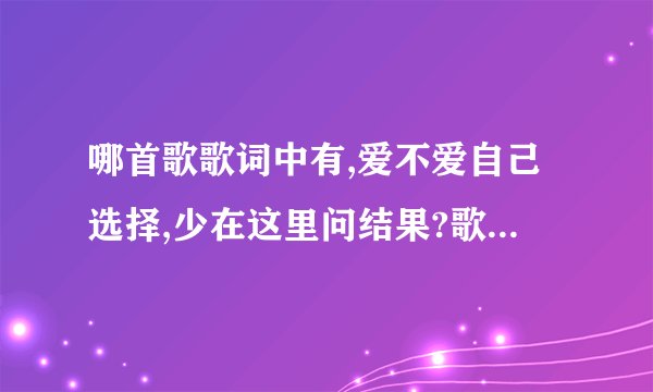 哪首歌歌词中有,爱不爱自己选择,少在这里问结果?歌词顺便给我一下