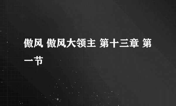 傲风 傲风大领主 第十三章 第一节