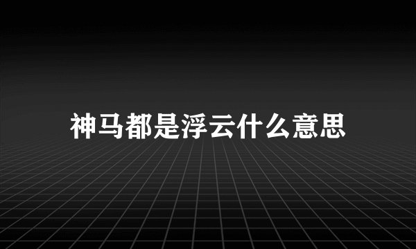 神马都是浮云什么意思