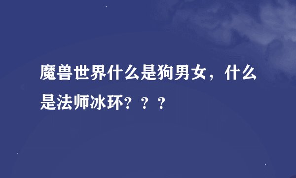 魔兽世界什么是狗男女，什么是法师冰环？？？