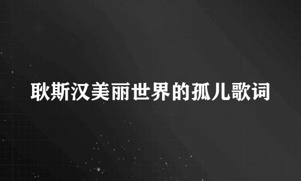 耿斯汉美丽世界的孤儿歌词