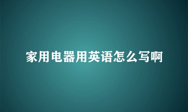 家用电器用英语怎么写啊