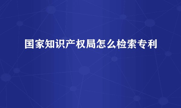 国家知识产权局怎么检索专利