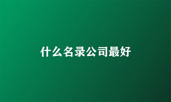 什么名录公司最好