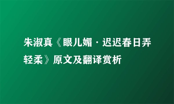 朱淑真《眼儿媚·迟迟春日弄轻柔》原文及翻译赏析