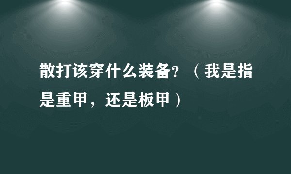 散打该穿什么装备？（我是指是重甲，还是板甲）