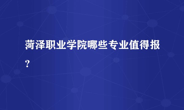 菏泽职业学院哪些专业值得报？