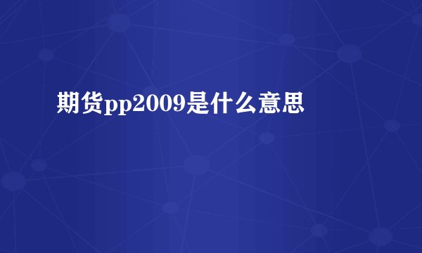 期货pp2009是什么意思