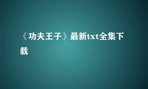 《功夫王子》最新txt全集下载