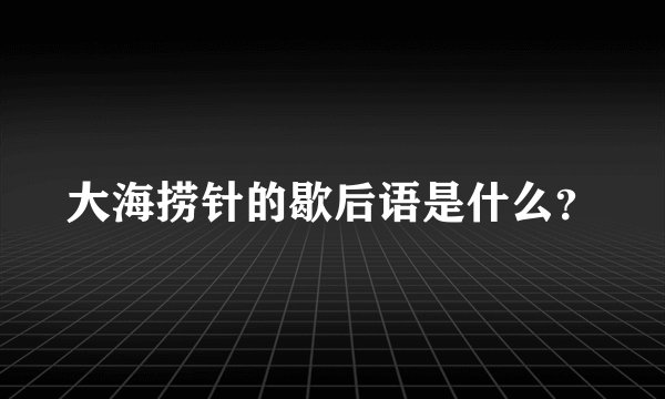 大海捞针的歇后语是什么？